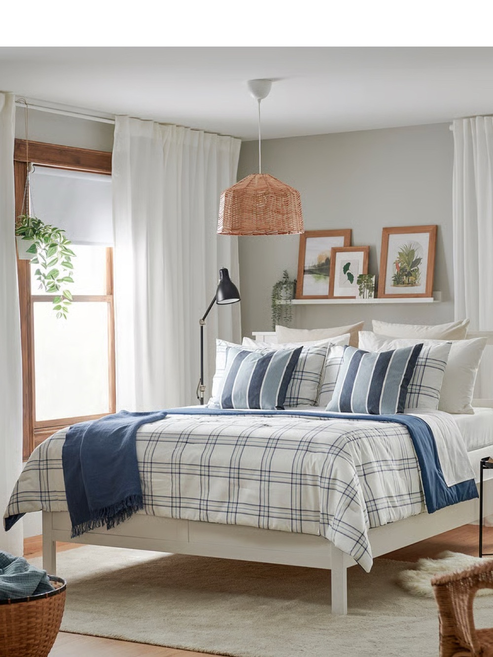 Blue Plaid Comforter Set with Navy Accents